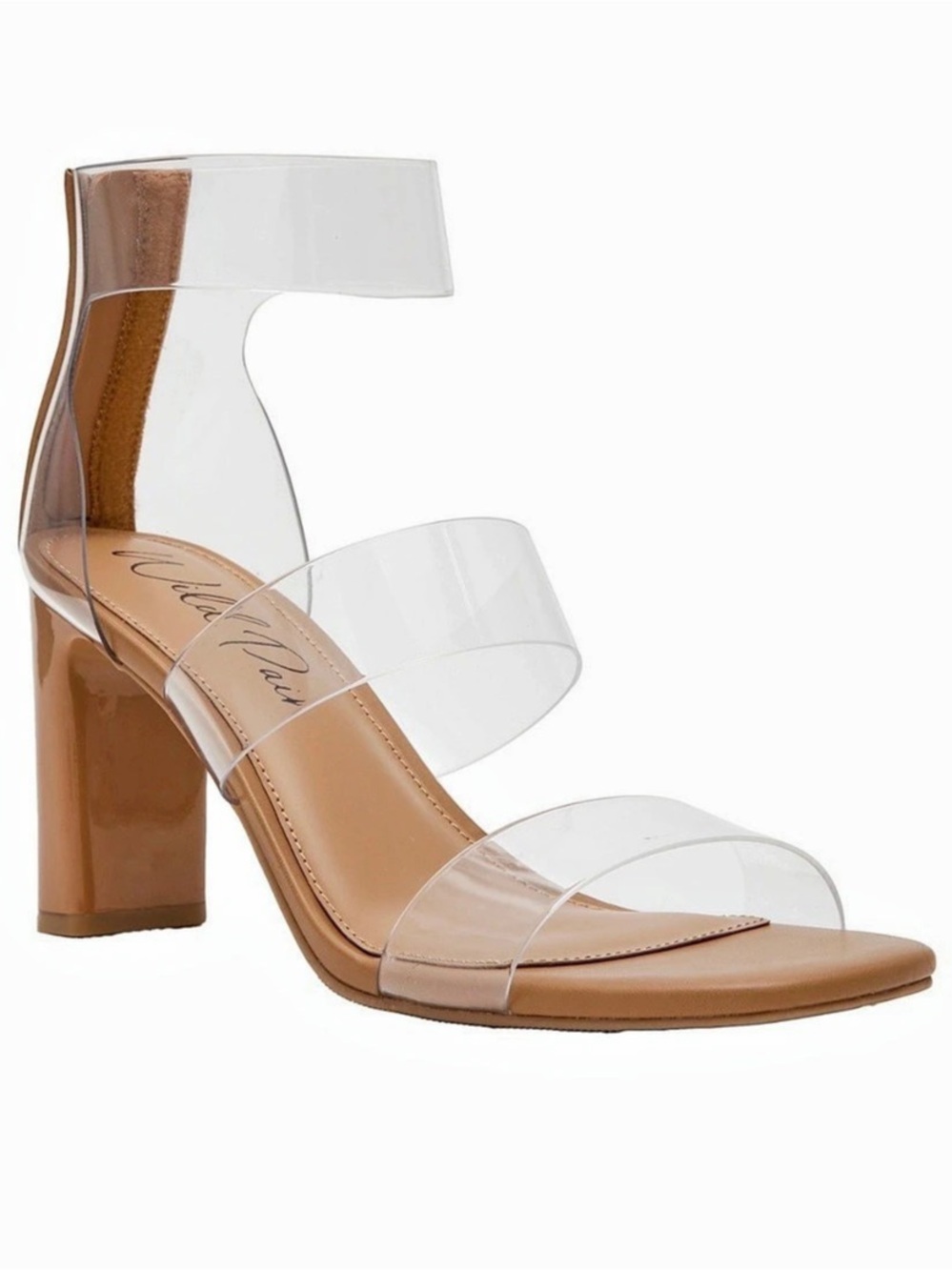 Wild Pair Zollaa Vinyl Block Heel Sandals NWOT